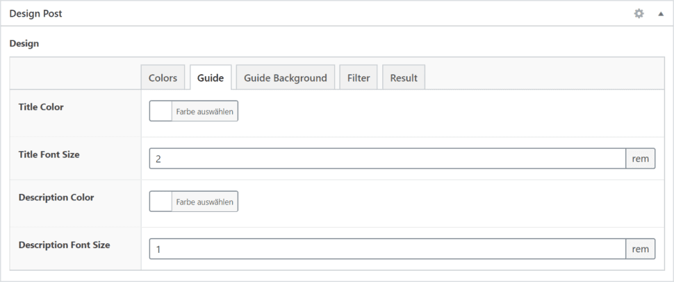 Guide typography settings