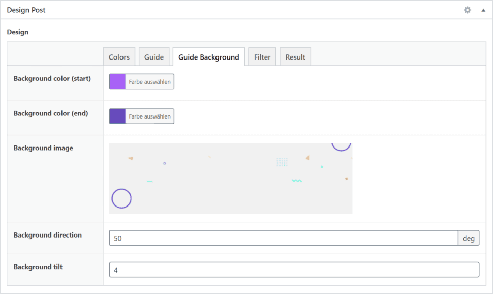 Background configuration