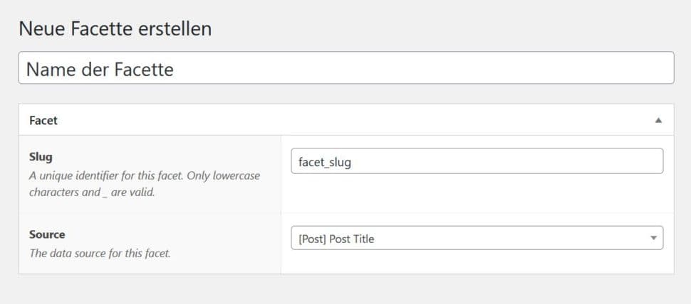 Create new facet interface