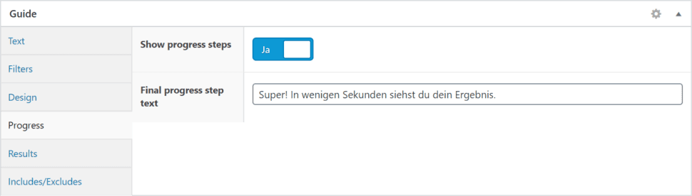 Guide progress configuration