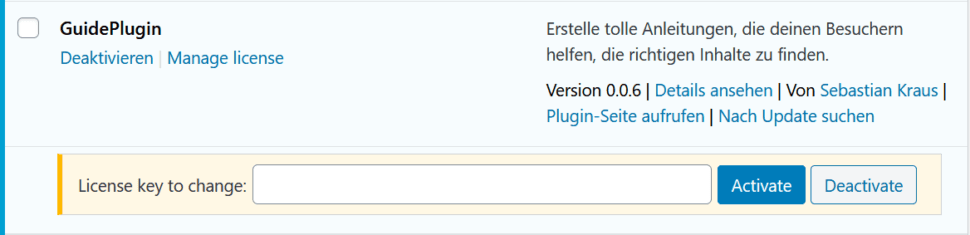 License activation interface