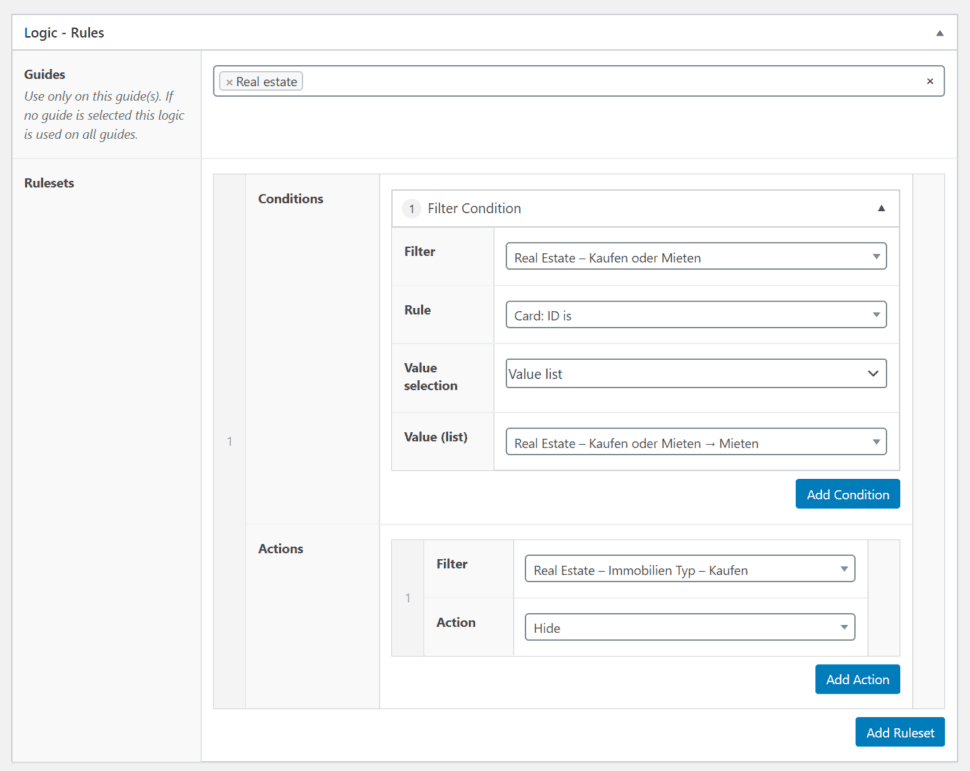 Logic configuration interface