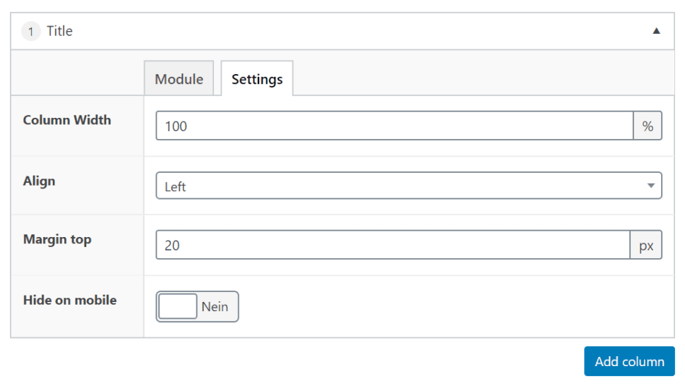 Template module settings